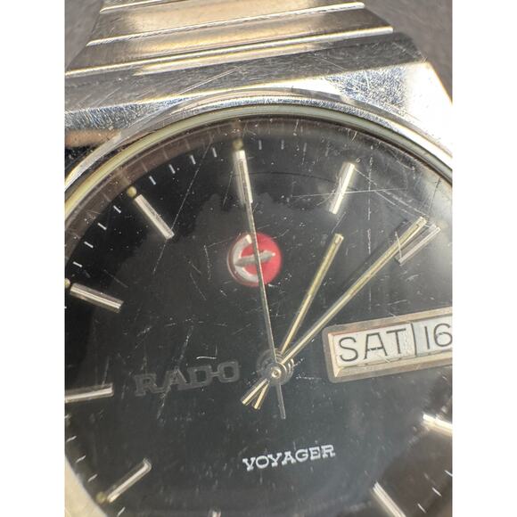 Vintage RADO VOYAGER Watch Automatic Day/Date Swiss 636.3583.4 Silver Tone main image 8